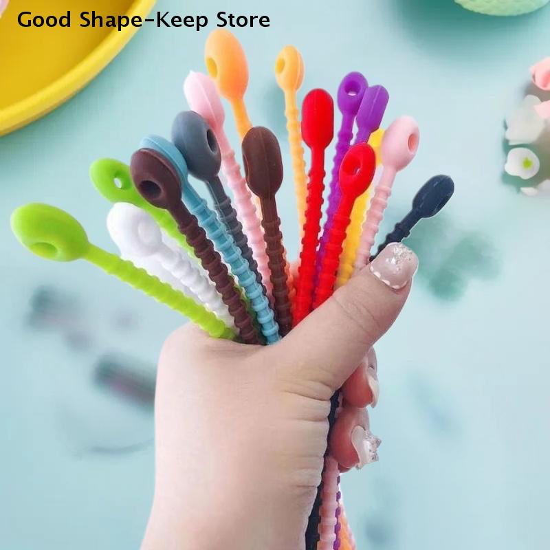 30KS Silikonový Opakovaně Použitelný Organizér Kabelů Navíječ Úložný Držák Stahovací Pásky Taštička na Šňůrky Klip na Šňůrku Klipy na Uspořádání Šňůrky Sluchátek Potravinový Klip