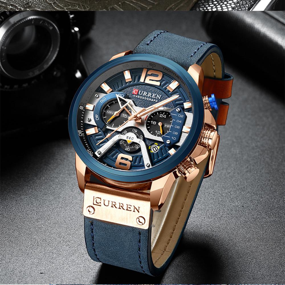 CURREN Mens Watches Top Brand Luxury Leather Sports Watch Men Fashion Chronograph Quartz Man Clock Waterproof Relogio Masculino