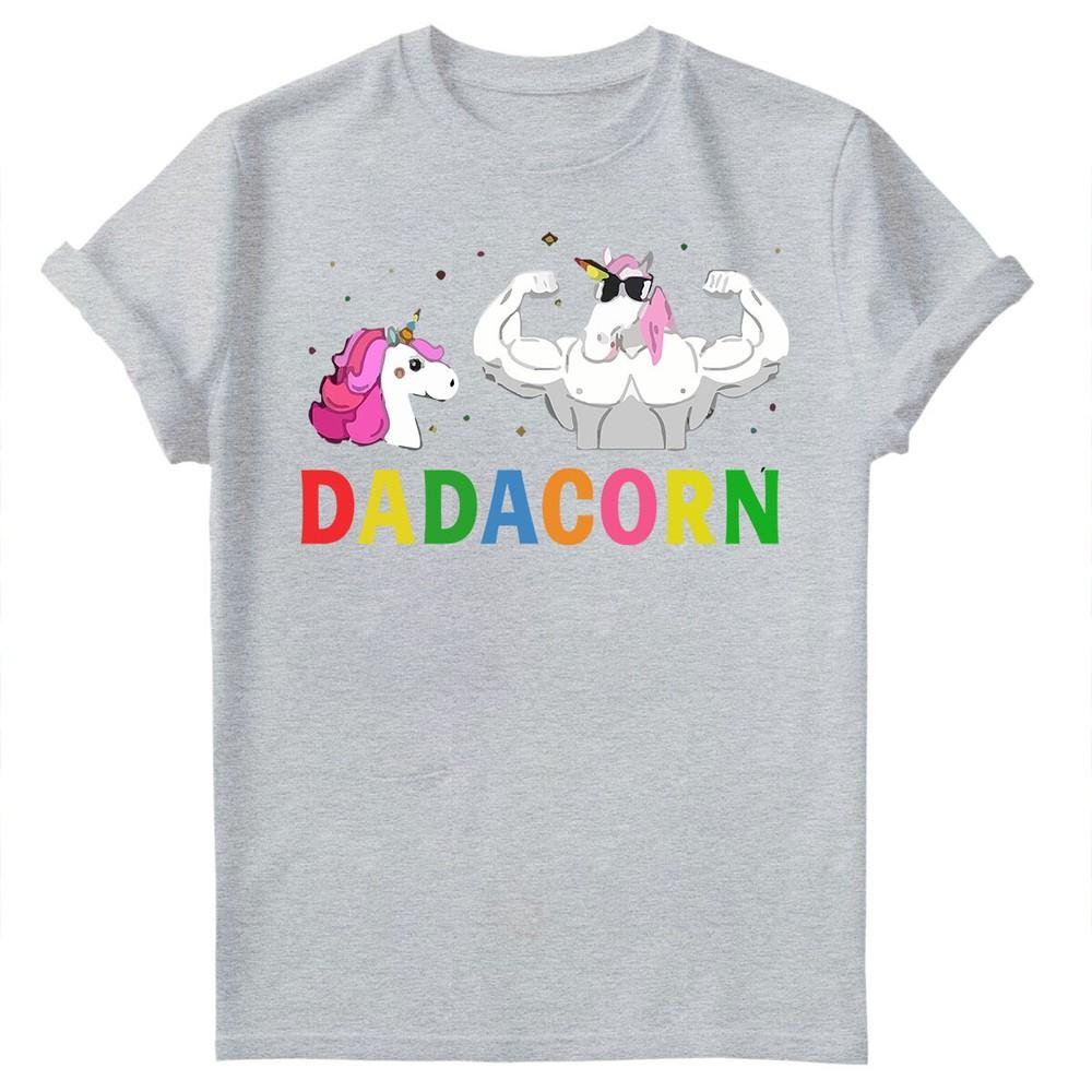 Vatertag Unisex T-Shirt Lustiges Einhorn Dadacorn Daddy Gymer Dad Tee Top FD