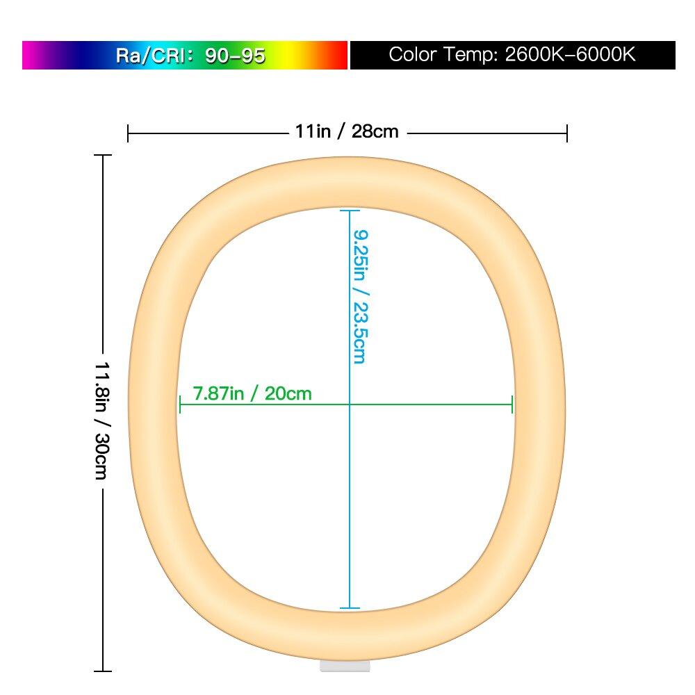 10 Inch LED Selfie Ring Light, Oval Dimmable Photography Fill Light with Desktop Tripod for Mobile Tik Tok Live Video Ring Light