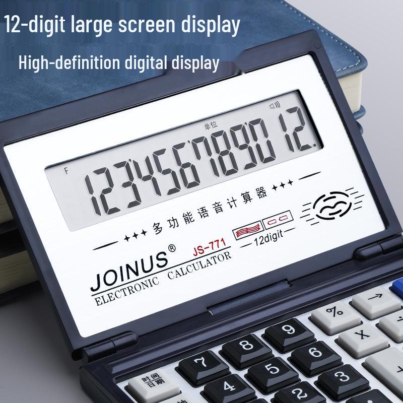 Compact Voice-Activated Pocket Calculator with Flip Cover