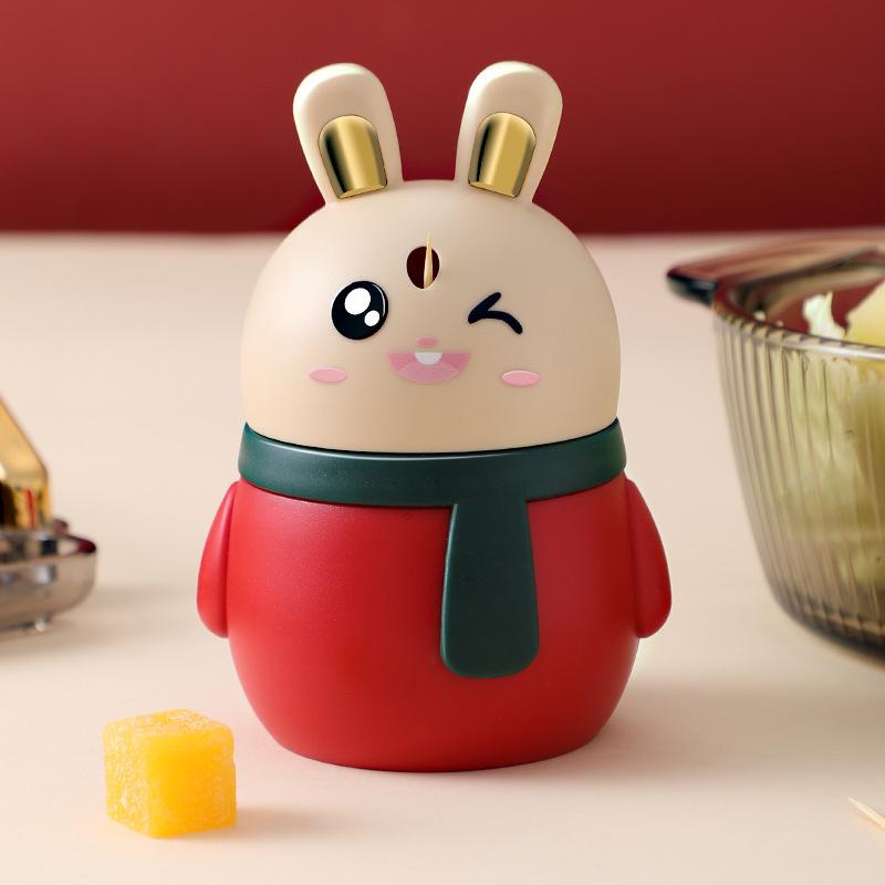 Cartoon Automatic Press-Type Toothpick Box: High-Quality Plastic Storage & Dispenser