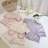 Summer Girls Pajama Set 2 Piece Cute Sweet Lace Trim Sleepwear For Toddler Kids Soft Comfortable Home Lounge Outfit