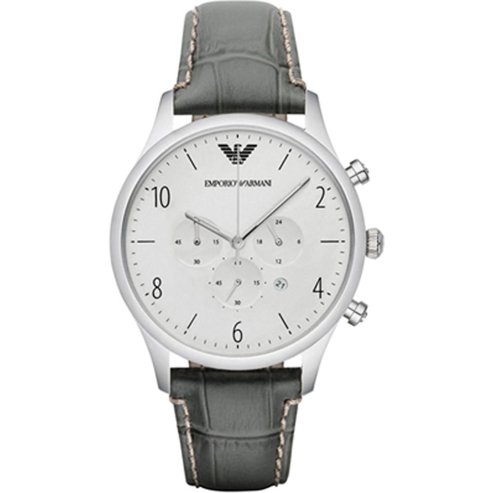Emporio Armani Luigi XLarge White Grey Leather Men s Quartz Chronograph Watch AR1861 белый