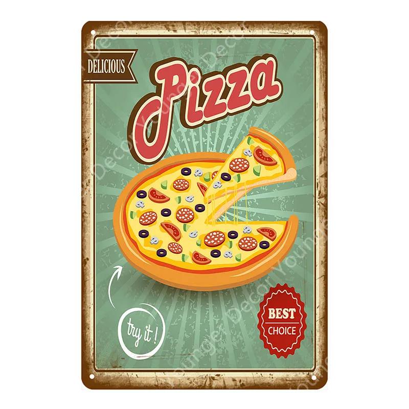 Italian Good Food Pizza Pies Metal Signs Wall Decoration Vintage Metal Poster Home Kitchen Decor Painting Plaques YJ145