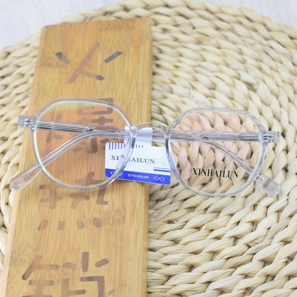 Trendy Women's and Men's Polygonal Net Red Glasses - Full Frame TR90 Plano Transparent Eyewear