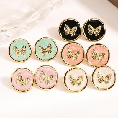 Elegant Geometric Butterfly Round Earrings