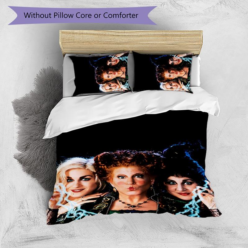 Hocus Pocus 3pcs Bedding Set Duvet Cover Closure Includes 1 Duvet Cover & 2 Pillowcases for All Seasons Bedroom Home Dorm Decor