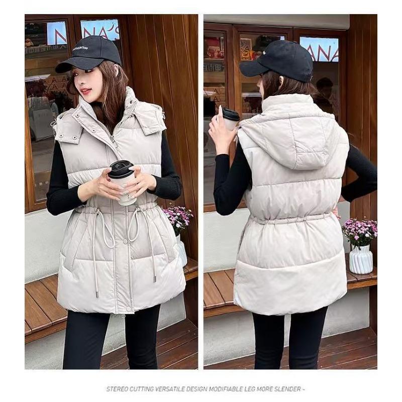 

Новая женская легкая куртка без рукавов со стоячим воротником однотонная утолщенная теплая спортивная повседневная свободная хлопковая куртка M