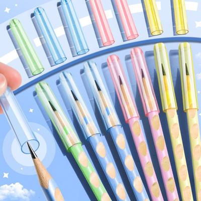 35PCS/Box Solid Color Pencil Cap Transparent Pen Tip Protector Cute Pencil Protective Case Students