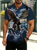 Men'S Outdoor Polo Shirt, Bald Eagle Graphic Print, Polyester Material, Mixed Colors Available, Multiple Sizes, Suitable for Hiking And Outdoor