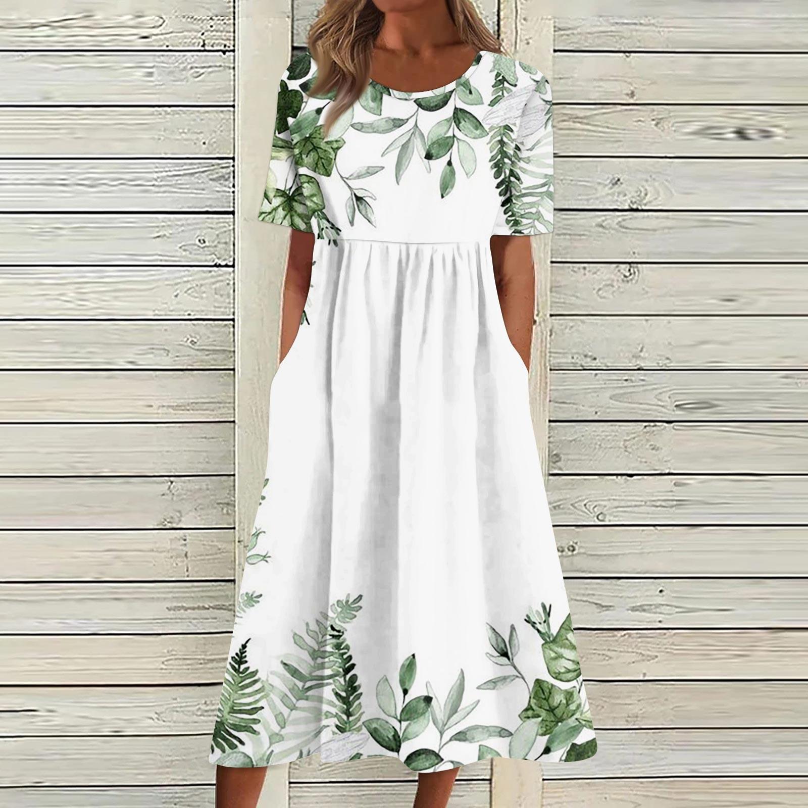 

Жен. Повседневные платья Платья с принтами Летние платья С принтами Плиссированные платья-миди с круглым вырезом Классический Классический На открытом воздухе Повседневные С короткими рукавами Свободные платья S белый