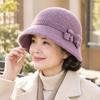 Fleece Lined Elderly Hat Soft Knit Knitted Cap Classic Style Women Bucket Hat  Cold Weather