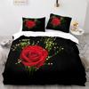 Romantic Rose Floral Duvet Cover Microfiber Quilt Cover for Girls Adults Teens Wedding Valentine's Day Bedroom Decorations Queen