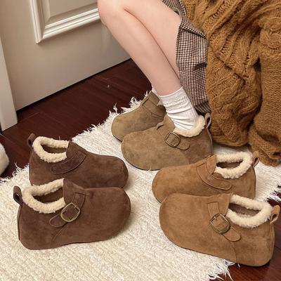 Botas de nieve acolchadas de invierno para mujer, de suela gruesa, ligeras, cálidas, para el frío, antideslizantes, resistentes al desgaste, zapatillas casuales, botas de algodón, zapatos de piel