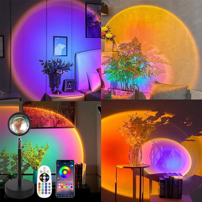 1Pc Smart Remote Control Sunset Light Sunset Ambient Light Internet Celebrity Live Broadcast Background Sunset Light Sunset Rainbow Projection Light