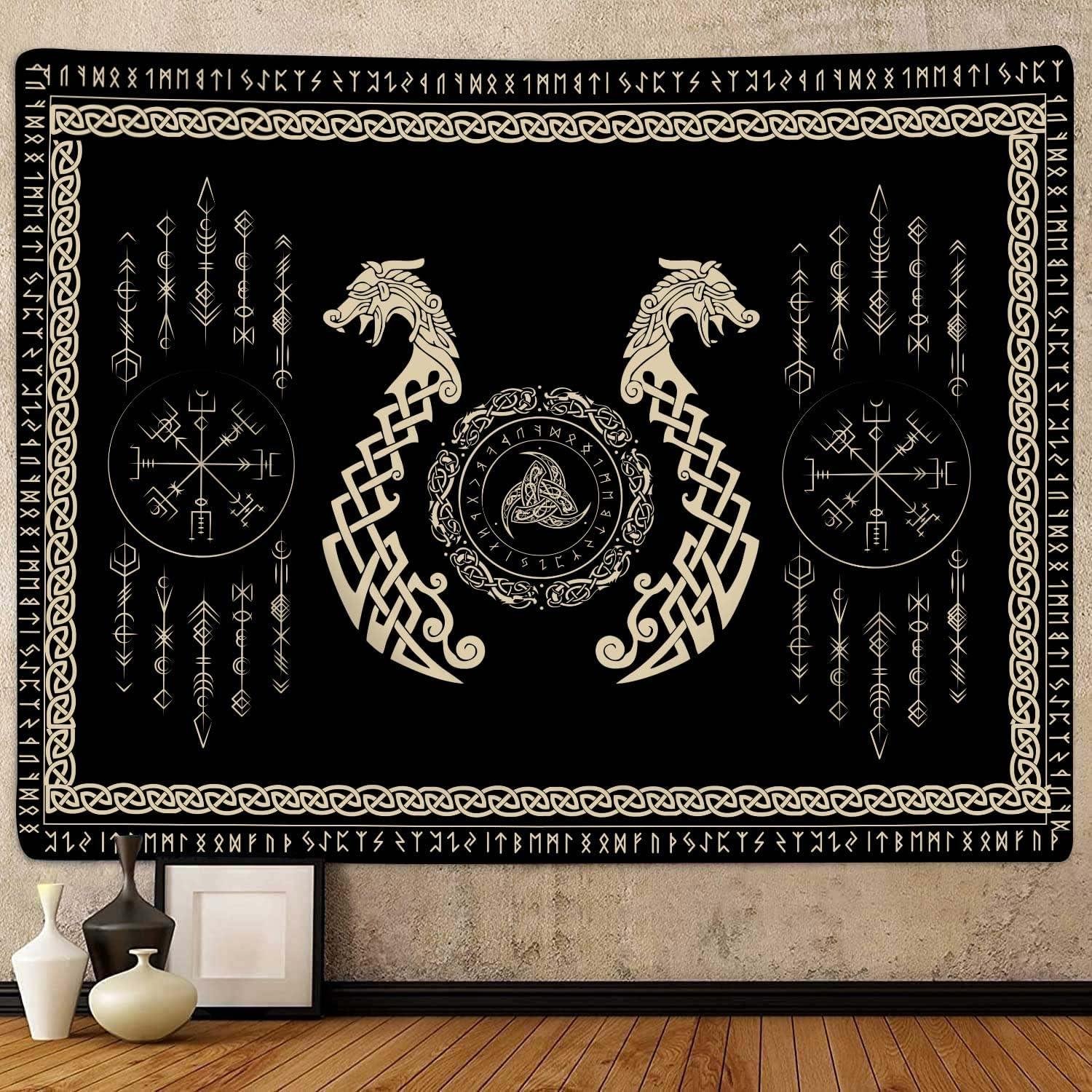 Tapestry Viking Dragon Ancient Rune 75x100