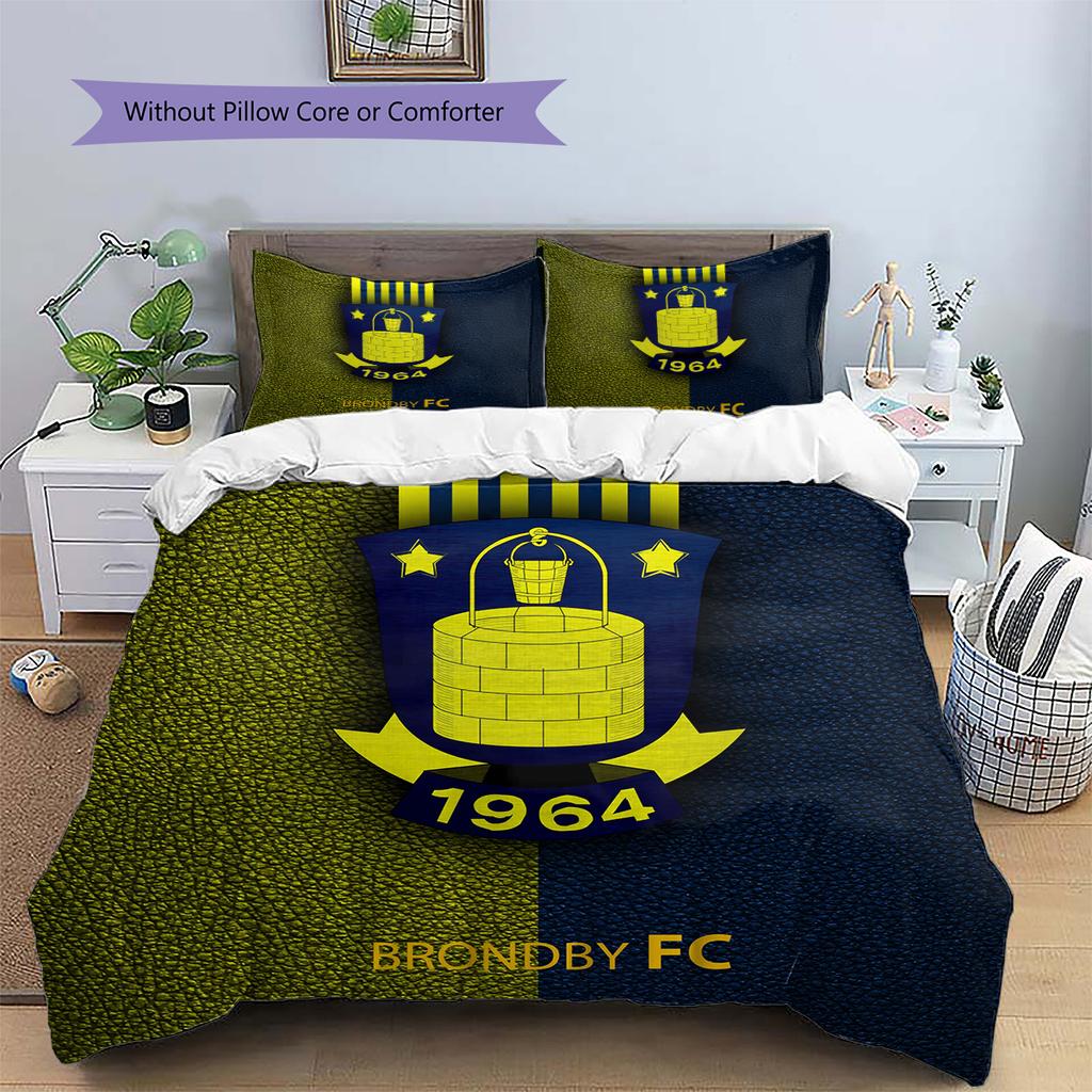 Brøndby IF Pattern Bedding Quilt Set Home Decoration Gift (1 * duvet cover + 2 * pillowcase without core)