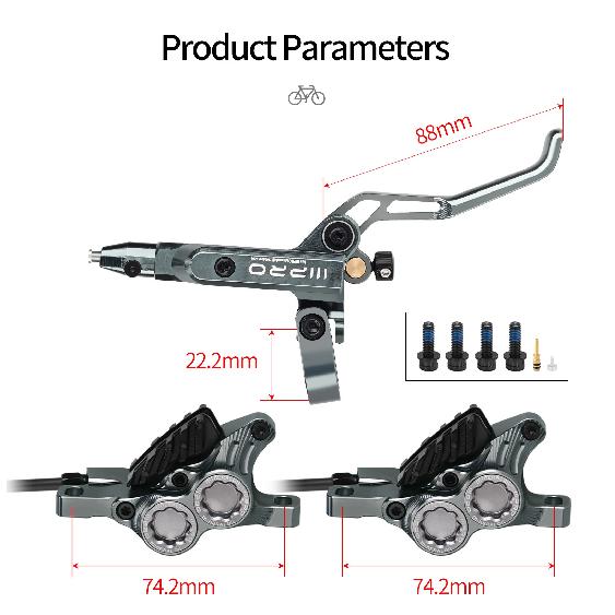 IIIPRO C5X4 Ultralight 4 Piston Bicycle Hydraulic Brake 850/1550mm MTB Brake Cooling Oil Pressure AM DH Road Bike Disc Brake