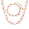 Rose Quartz & Titanium Steel Handmade Necklace - Women's Fashion Clavicle Chain