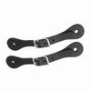 1 Pair Horse Riding Accessories Handmade Genuine Leather Equestrian Spur Strap (Black)