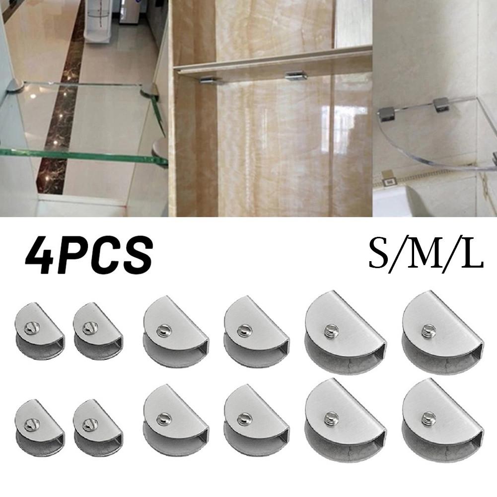 4pcs Glass Clamp Clips Stainless Steel Glass Clip  Laminated Shelf Support Brackets Holder Partition Board Fixing Clip Hardware