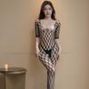Women Sexy Plus Size Open Crotch One Piece Bodystocking Intimate Lingerie