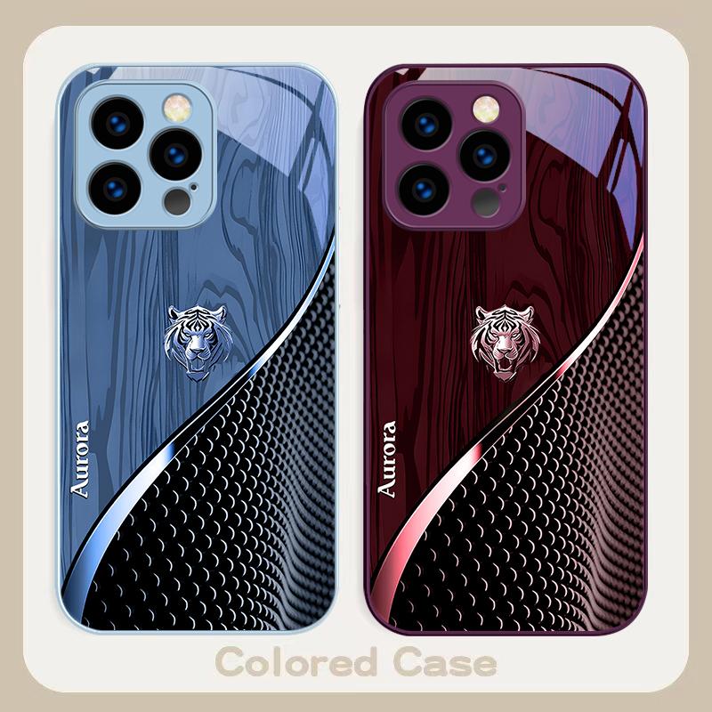 Mignon Tigre Doré Marron Pour iPhone 16 E 15 14 13 Plus 12 mini 11 Pro Max 11Pro XR Xs X 7 8 Plus 16E Coque de Téléphone en Verre Trempé