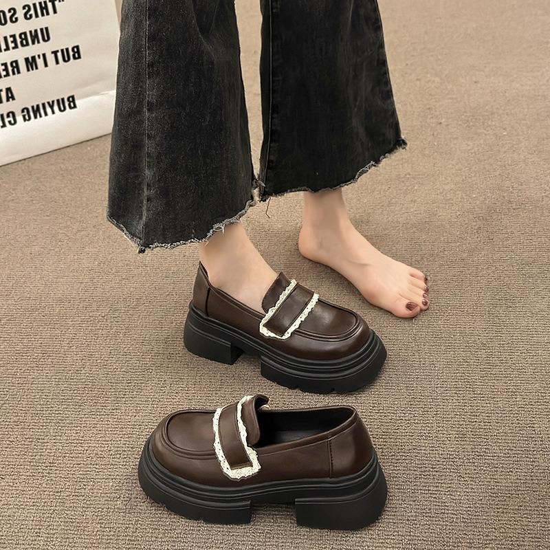 Platform Women's New Spring and Autumn Black Shoes Versatile Single Shoes with Skirts and Small Leather Shoes