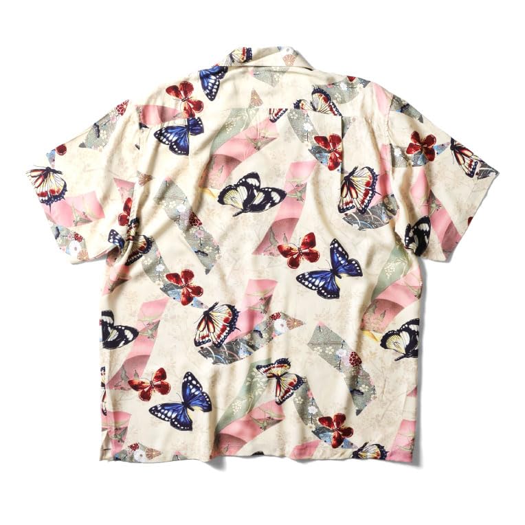 Houston 41199 ALOHA SHIRT Print Short Sleeve Hawaiian Medium (Butterfly) All-Over Shirt, Sax,
