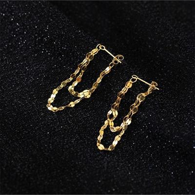 Needle Earrings Wear Double-layer Chain Tassel Earrings In Front and Back for Women