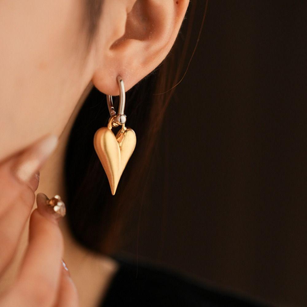 Textured Metal Filigree Earrings Geometry Hearts Earringdrop Exquisite Heart Hoop Earrings  Daily