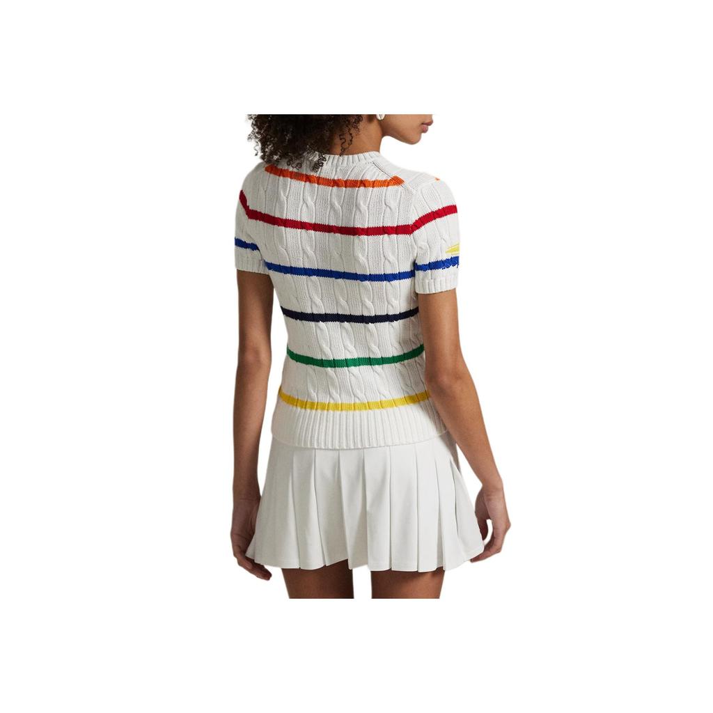 Polo Ralph Lauren Podzim/Zima 25 Série US Open Vzor poníka Pruhovaný bavlněný úpletový svetr Dámský svetr 211A89197-001