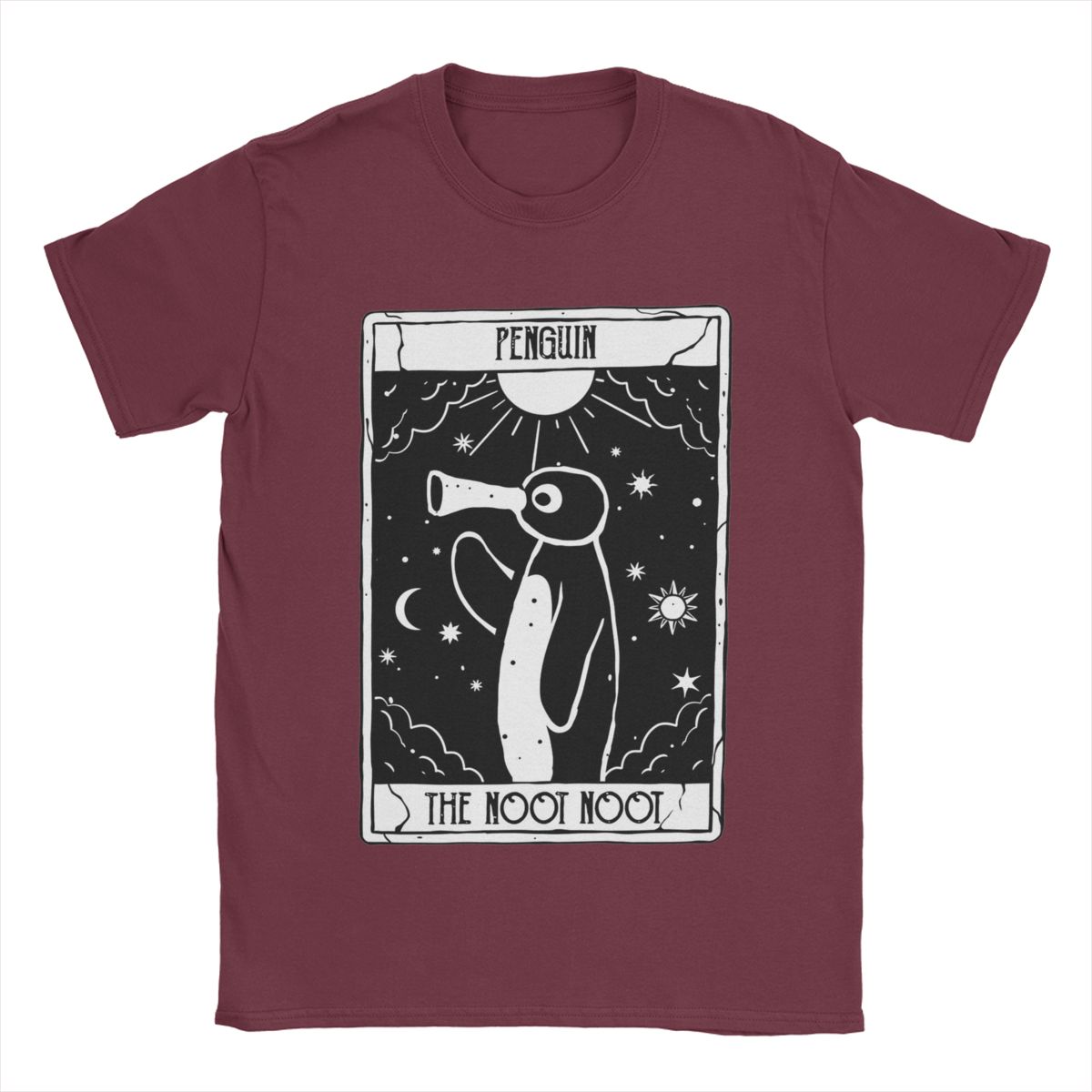 

Noot Noot Tarot Card Pengu Pingu футболки мужские новинка 100% хлопок футболка с круглым вырезом короткий рукав футболка уникальная одежда XXXXXL бордовый