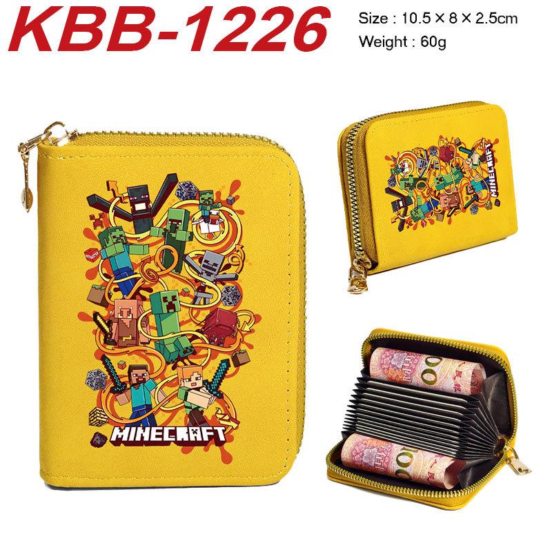 Minecraft Accordion Card Wallet Multi-Slot Zip Coin Purse Durable Large Capacity ID Holder 1pcs