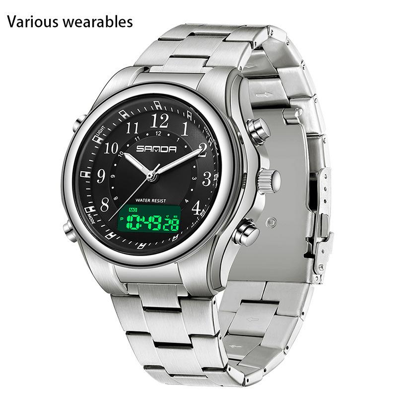 Steel Band Electronic Watch Multifunctional Men's Electronic Watch Waterproof Alarm Clock Watch