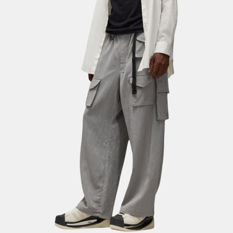 Y-3 Solid Color Loose Wide Leg Multi-Pocket Casual Pants Men Pants Gray JE3454