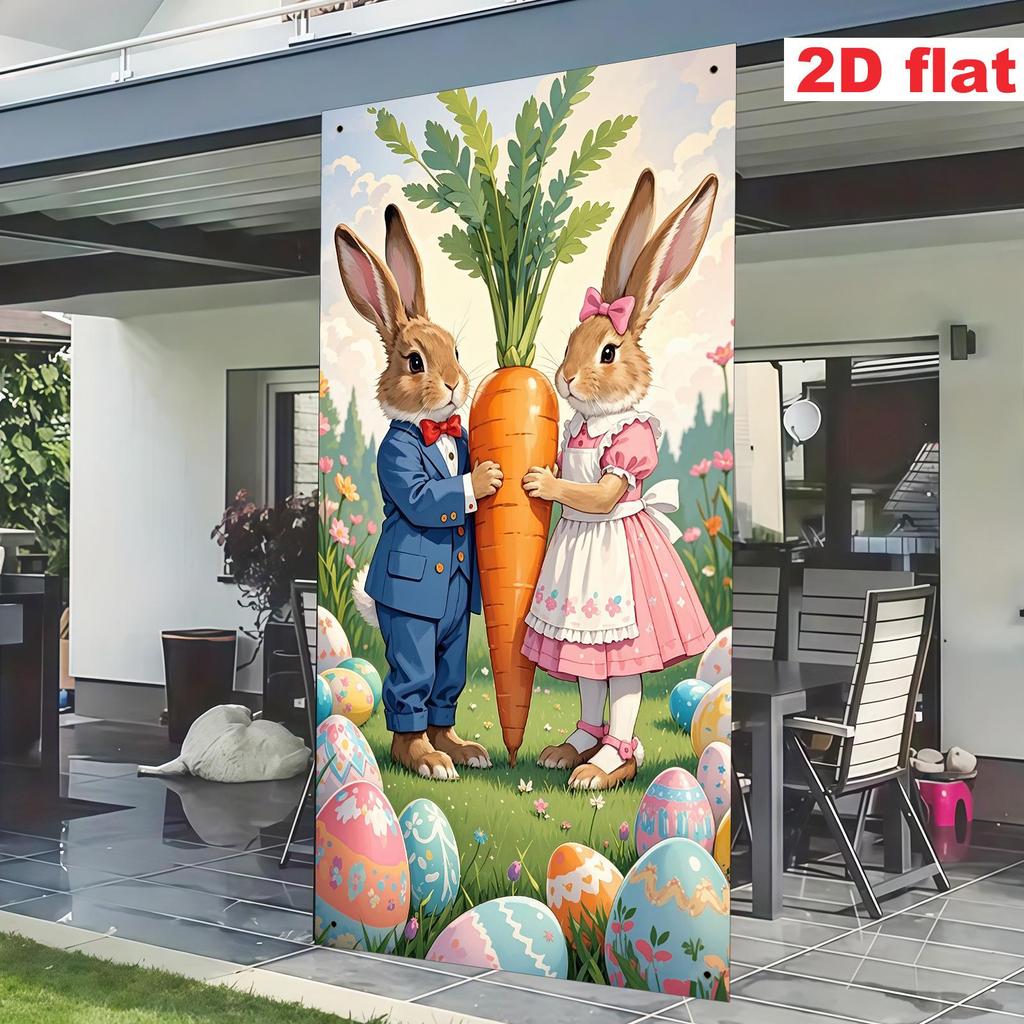 Colorful Easter Egg Rabbit Door Curtain Party Decoration Banner