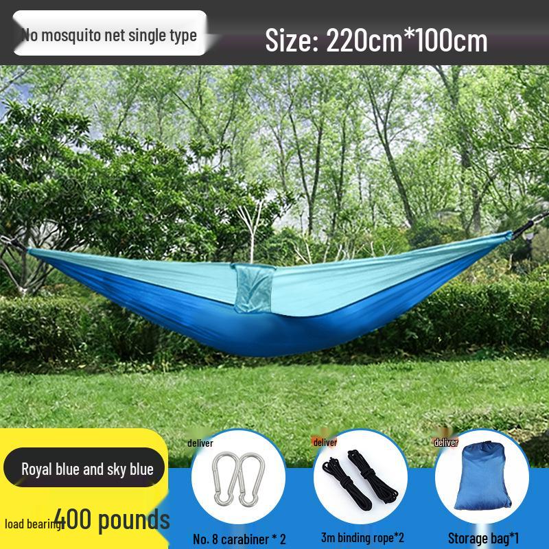 Outdoor Anti-Rollover Hanging Chair Hammock - Single/Double, Color-block Nylon, Parachute Cloth, Lightweight Swing.
