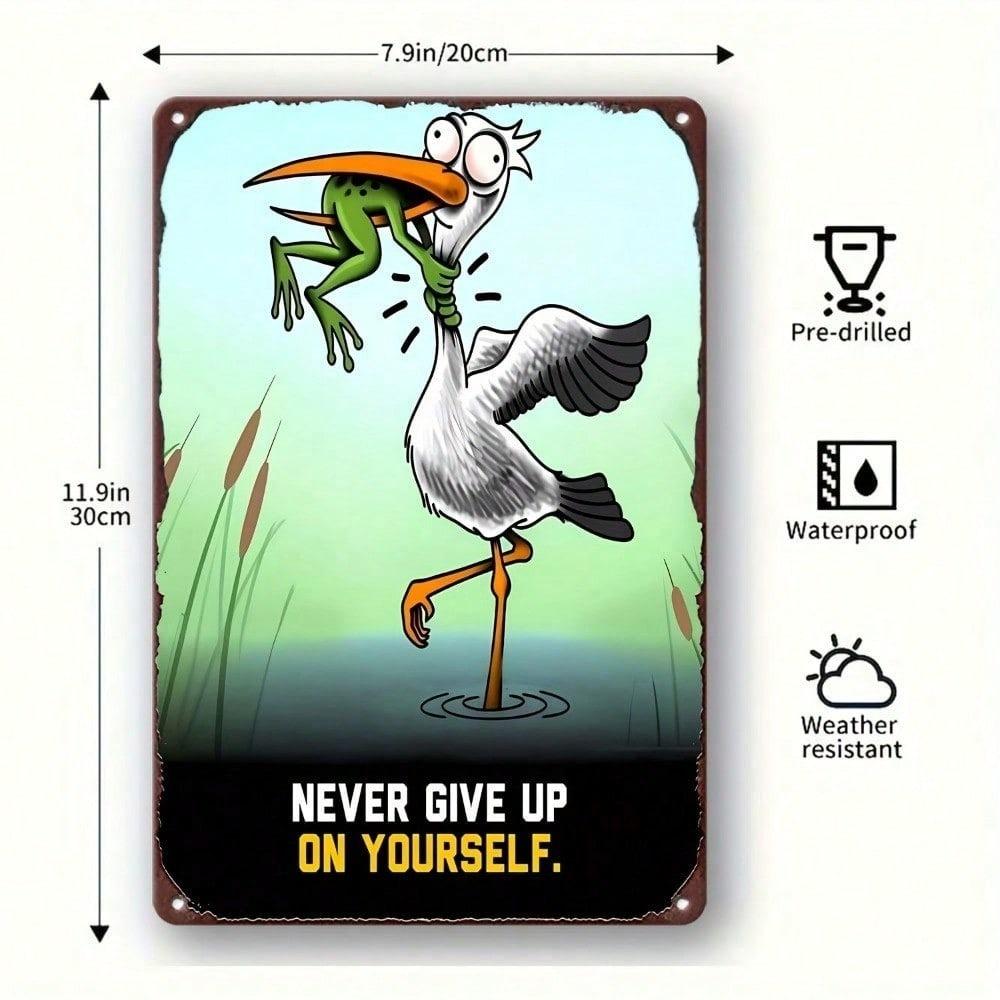 Never Give Up on Yourself Retro Metal Sign 8x12 Inch Vintage Tin Plaque Inspirational Wall Decor for Home Bar Coffee Shop Office