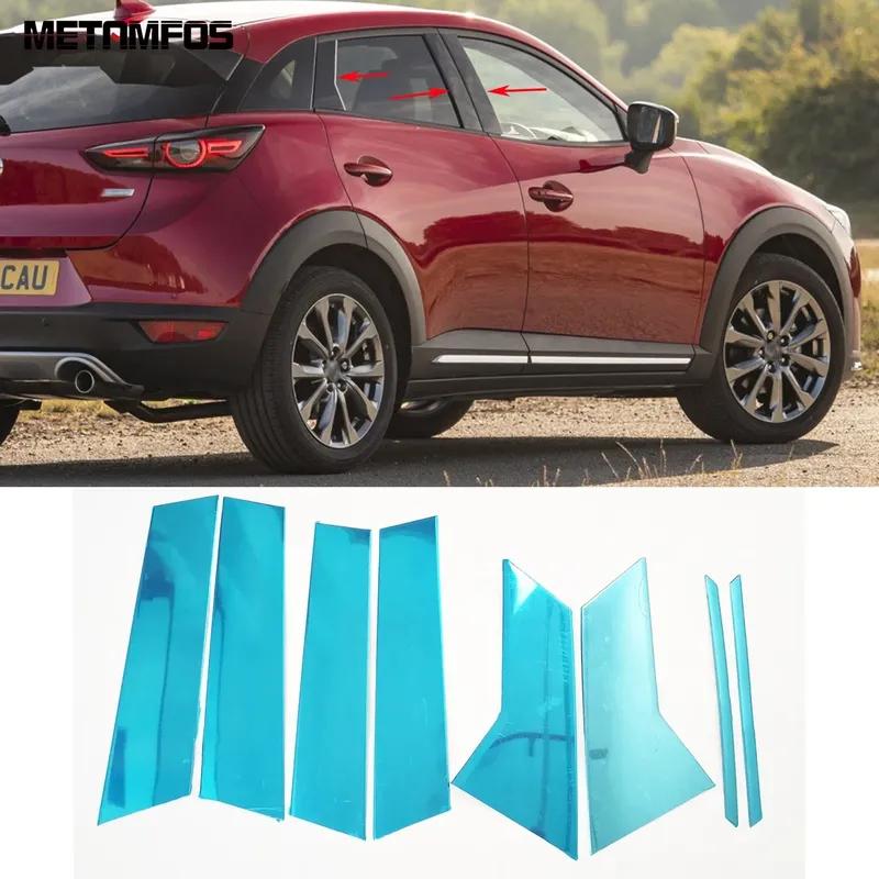 Window Center B C Pillar Posts Cover Trim Sticker For Mazda CX3 CX-3 2014- 2024 Stainless Steel Accessories Car Styling
