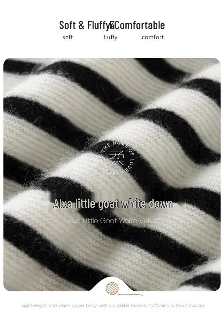 2025 Autumn/Winter Women's Color Block Stripe Cashmere Pullover Sweater - Round Neck, Long Sleeve Knitwear