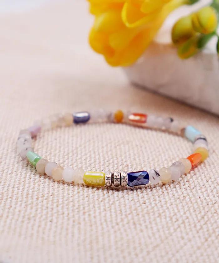 Color Mix Gemstone Bead Bracelet (PLT-BR-077_YL)
