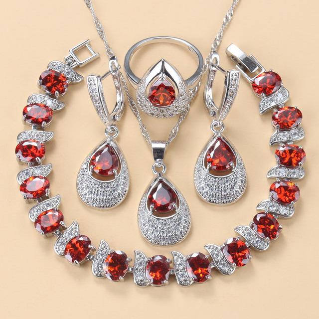 

Серьги-подвески с синим сапфиром, ожерелье и кольцо, женский комплект No.10