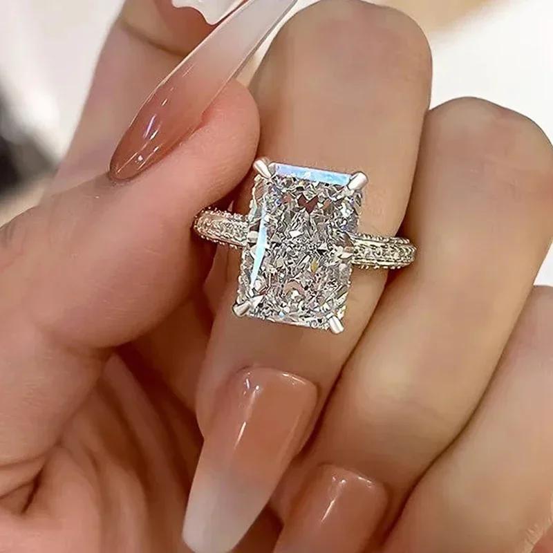 Square white zircon luxurious simple high-end new elegant personality square Zircon headwear design trendy ring for women 6