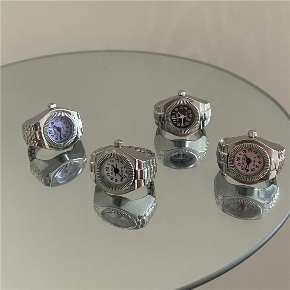 Alloy Finger Watch Rings Creative Roman Quartz Watch Rings Y2K Watches Couple Rings
