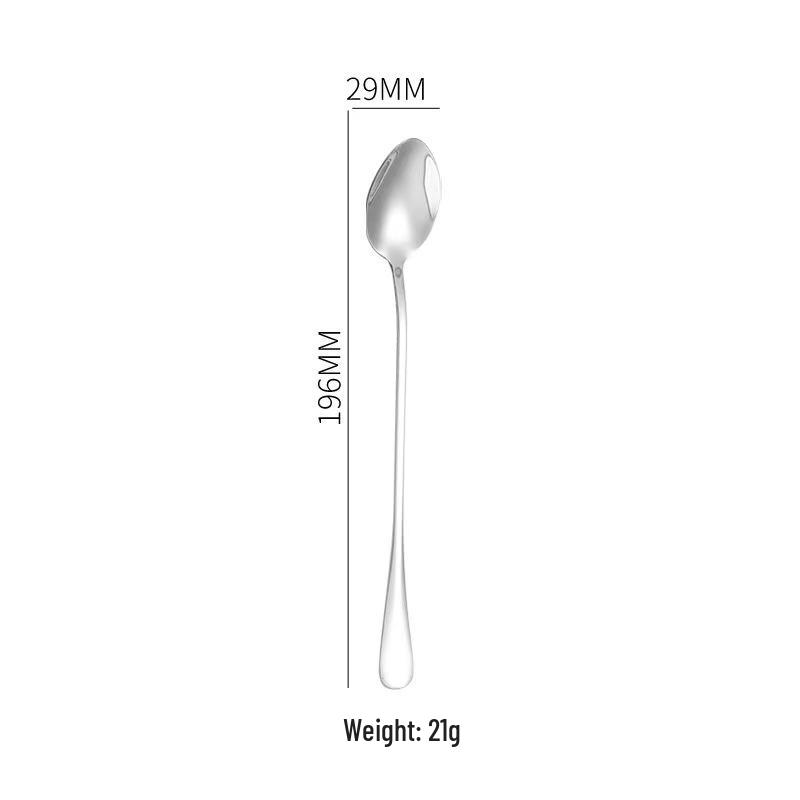 304 Stainless Steel Long-Handle Double-Ended Cocktail Stirring Spoon & Fork