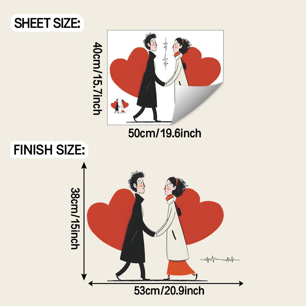

Мультяшная пара на День святого Валентина, держащаяся за руки, украшение и благоустройство спальни и гостиной, наклейки на стену