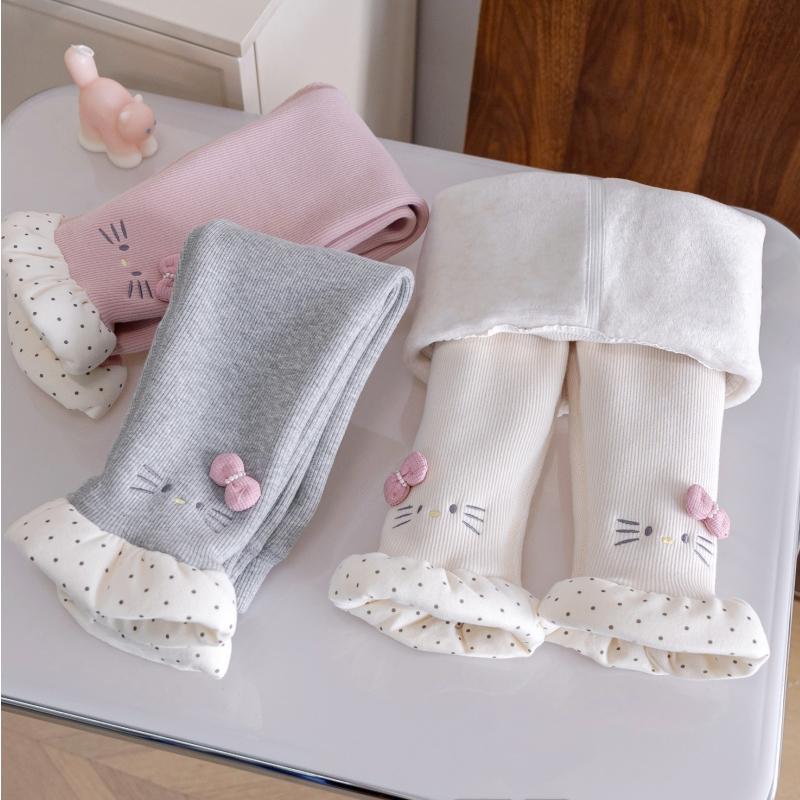 Kinder Mädchen Leggings Frühling Herbst Dick Kinder Strumpfhose für Mädchen Gestrickt Rüschen Strumpfhose Baby Elastizität Weich Warm Hosen Draußen