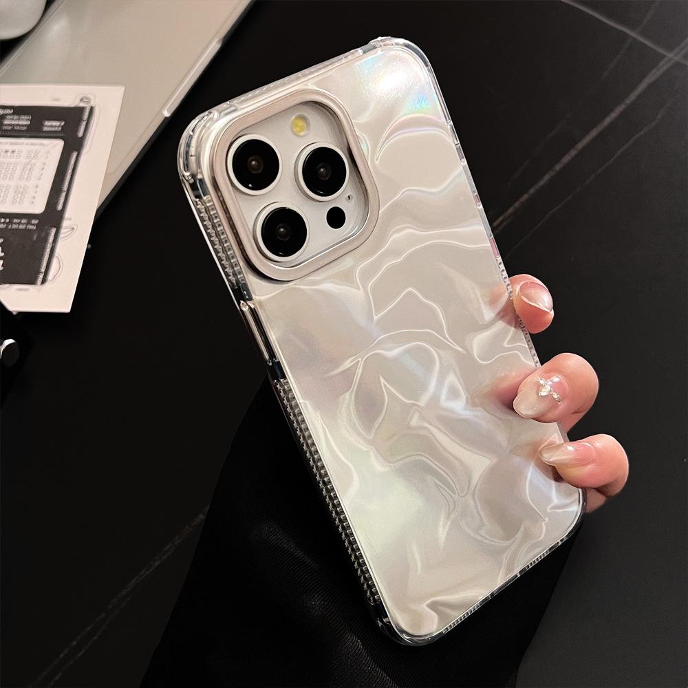Electroplating Silver Ins Water Wave IMD Suitable for IPhone 16 Apple Phone Case 15promax Laser 13 Hard 14 Anti Fall
